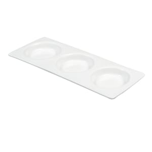 024-999023302 Rectangular Porcelain Tray w/ (3) Compartments, Lunar White