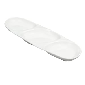 024-999023303 13 3/4" x 5" Oval Porcelain Tray w/ (3) Compartments, Lunar White