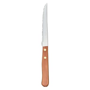 192-2001762 8 1/2" Steak Knife w/ Wooden Handle & Hollow Ground