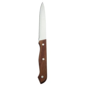192-2001632 9 1/4" Steak Knife w/ Wooden Handle & Pointed Tip