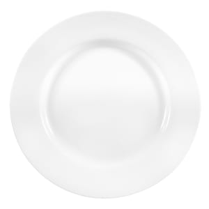 192-840445R12 12" Round Plate - Wide Rim, Rolled Edge, Porcelain, Bright White, Porcelana