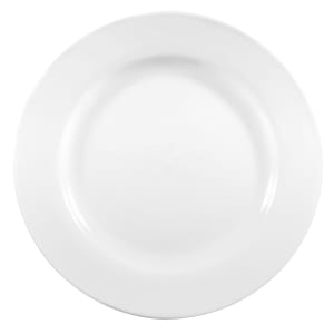 192-840438R10 10 1/2" Round Porcelain Plate w/ Wide Rim & Rolled Edge, Bright White, Porcelana