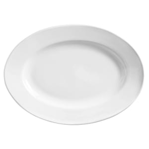 192-840520R15 15 1/2" Oval Porcelain Platter w/ Wide Rim, Rolled Edge, Bright White, Porcela...
