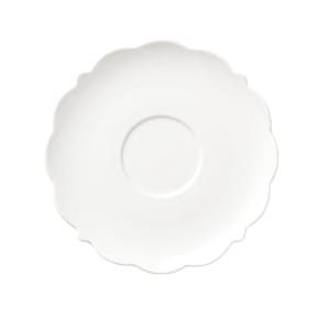 192-977709006 6" Round Astor Footed Saucer - Porcelain, White