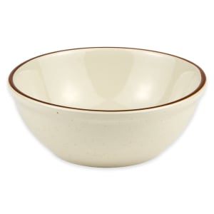 192-DSD18 16 oz Round Desert Sand Oatmeal Bowl - Ceramic, Cream White w/ (1) Brown Band