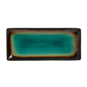 192-BF11 5" Rectangular Platter, Turquoise Well w/ Dark Brown Rim