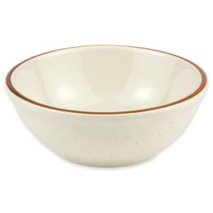 192-DSD15 12 1/2 oz Round Desert Sand Oatmeal Bowl - Ceramic, Cream White w/ (1) Brown Band