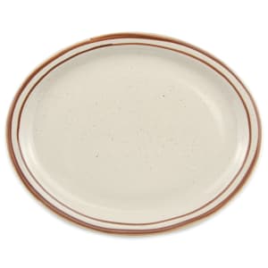 192-DSD13 11 1/2" x 9 1/8" Oval Desert Sand Platter - Speckled, (2) Brown Bands
