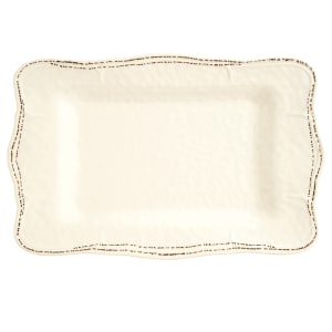 192-FH580MEL 17" x 11" Rectangular Farmhouse Tray - Melamine, Cream White