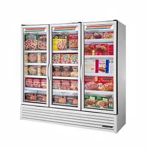 598-FLM81FHCTSL01 80 3/4" Three Section Display Freezer w/ Swing Doors - Bottom Mount Compre...