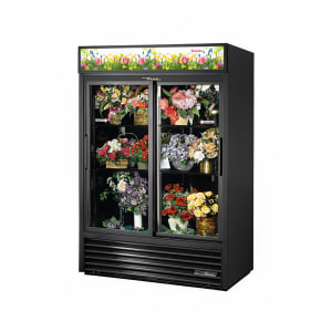 598-GDM47FC 2 Section Floral Cooler w/ Sliding Door - Black, 115v
