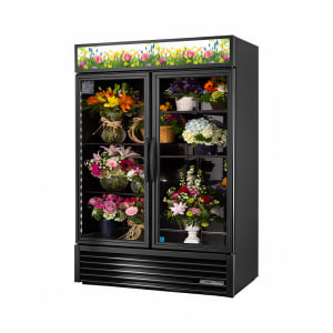 598-GDM49FC 2 Section Floral Cooler w/ Swinging Door - Black, 115v
