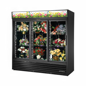 598-GDM69FCBK 3 Section Floral Cooler w/ Sliding Door - Black, 115v