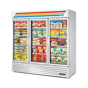 598-GDM72F 78" Three Section Display Freezer w/ Swing Doors - Bottom Mount Compressor, White...