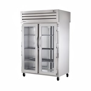 598-STG2RPT2G2S 52 3/5" Two Section Pass Thru Refrigerator, (2) Glass Doors, (2) Solid Doors...
