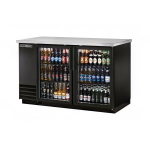 598-TBB2G 58 7/8" Bar Refrigerator - 2 Swinging Glass Doors, Black, 115v