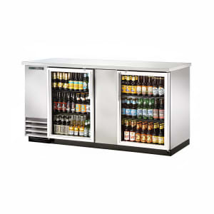 598-TBB3GS 69" Bar Refrigerator - 2 Swinging Glass Doors, Stainless, 115v