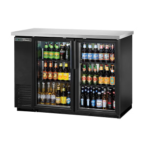 598-TBB2448G 49" Bar Refrigerator - 2 Swinging Glass Doors, Black, 115v