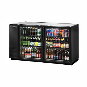 598-TBB24GAL60G 60" Bar Refrigerator - 2 Swinging Glass Doors, Black, 115v