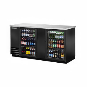 598-TBB3G 69" Bar Refrigerator - 2 Swinging Glass Doors, Black, 115v