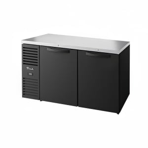 True TBR60-RISZ1-L-B-SS-1 60&quot; Bar Refrigerator - Swinging Solid Doors, Black, 115v