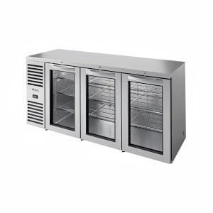 598-TBR84RISZ1LSGGG1 84" Bar Refrigerator - 3 Swinging Glass Doors, Stainless, 115v
