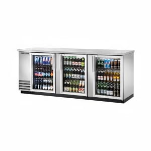 598-TBB4GS 90" Bar Refrigerator - 3 Swinging Glass Doors, Stainless, 115v