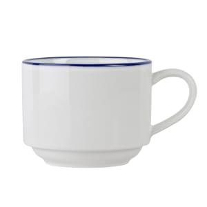 106-5305729 9 1/10 oz Bistro Cup - Porcelain, Blue Pinstripe
