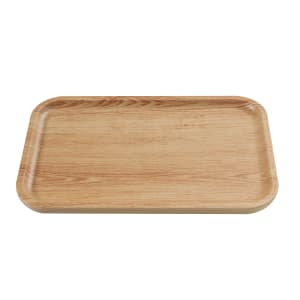 614-WD2209 Rectangular Melamine Dinner Plate - 9 3/4" x 5 1/2", Golden Oak