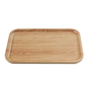 614-WD2215 Rectangular Melamine Dinner Plate - 14 1/8" x 9 1/4", Golden Oak