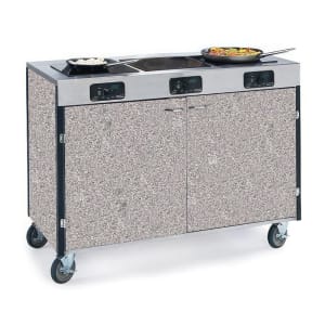 121-2080GRSAN 35 1/2" High Mobile Cooking Cart w/ 3 Induction Stove, Gray Sand