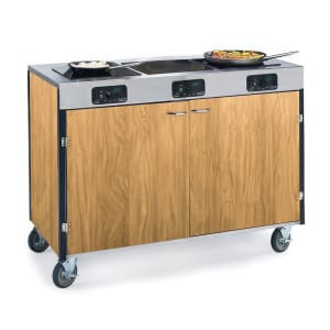 121-2080LTMAP 35 1/2" High Mobile Cooking Cart w/ 3 Induction Stove, Light Maple