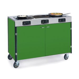 121-2080GRN 35 1/2" High Mobile Cooking Cart w/ 3 Induction Stove, Green