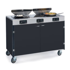 121-2085BLK 40 1/2" High Mobile Cooking Cart w/ 3 Induction Stove, Black