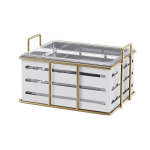 151-220851015 Ice Housing w/ Clear Plastic Ice Pan - 13 3/4" x 11" x 6 3/4"H, Wire Frame, White/Gold
