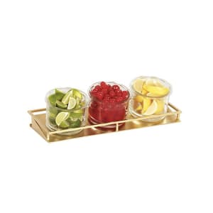 151-226214116 Rectangular 3 Compartment Condiment Jar Display - Clear/Gold