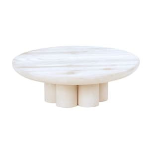 151-224534113 12" Round Pedestal Riser - 4"H, Pine Wood, White-Washed
