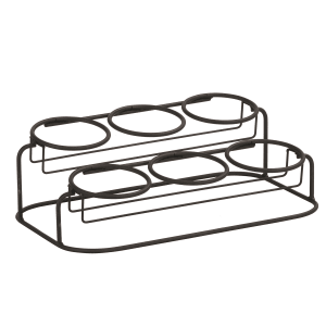 151-226011613 Rectangular 6 Compartment Condiment Jar Display - Clear/Black