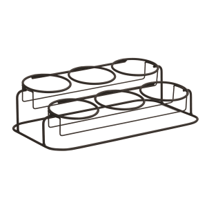 151-226013213 Rectangular 6 Compartment Condiment Jar Display - Clear/Black
