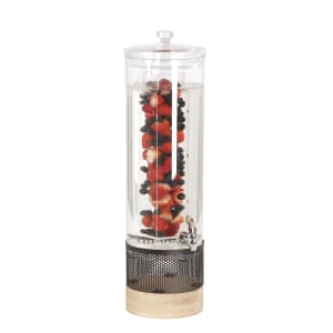 151-229113INF115 3 gal Beverage Dispenser w/ Infusion Chamber - Polycarbonate Container, White Oak/Black Metal Base