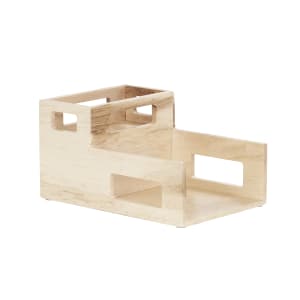151-2206871 2 Compartment Plate & Napkin Holder - 10 1/4"W x 15"D, Maple Wood, Beige