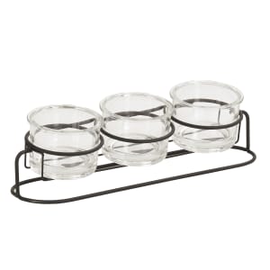 151-226023213 Rectangular 3 Compartment Condiment Jar Display - Clear/Black