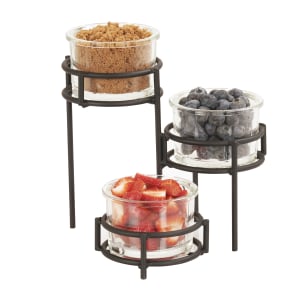 151-226041613 Rectangular 3 Compartment Condiment Jar Display - Clear/Black