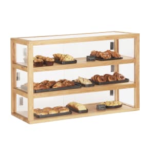 151-22913115 3 Tier Pastry Display Case - 42" x 17" x 28"H, Oak Wood