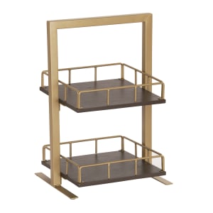 151-34942112 2 Tier Display Stand - 12" x 12" x 21"H, Metal, Gold