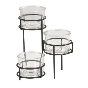 151-226043213 Rectangular 3 Compartment Condiment Jar Display - Clear/Black