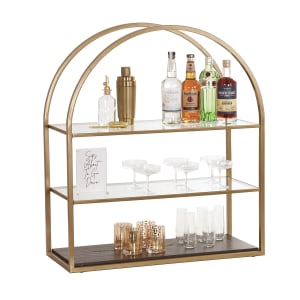 151-22904112 3 Tier Display Stand - 33 1/2" x 13 3/4" x 38 1/4"H, Metal, Gold