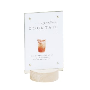 151-2280146113 6" Tabletop Sign Holder - Pine Wood, White-Washed