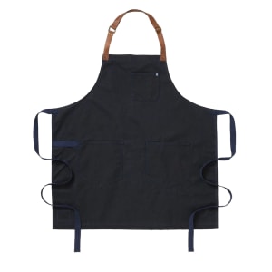 603-HB001551 Full Length Bib Apron w/ (2) Pockets - 33" x 30", Cotton, Atlantic