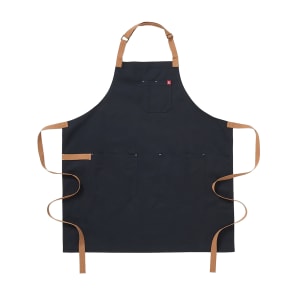 603-HB001747 Full Length Bib Apron w/ (2) Pockets - 33" x 30", Cotton, Midnight Cider Blue